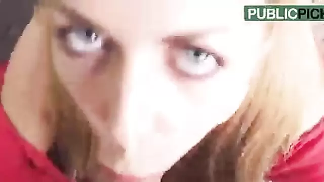 A Russian streetwalker gives a blowjob to a stranger