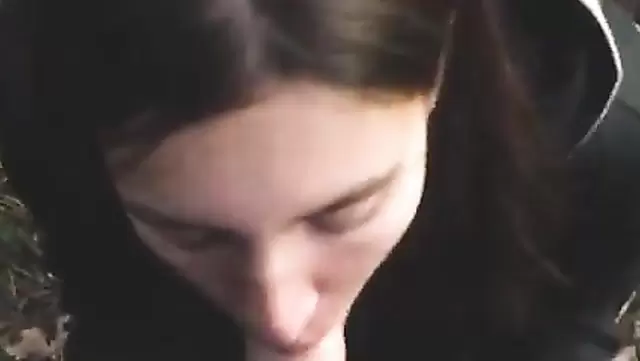 Russian girl gives a blowjob to her friend in the woods